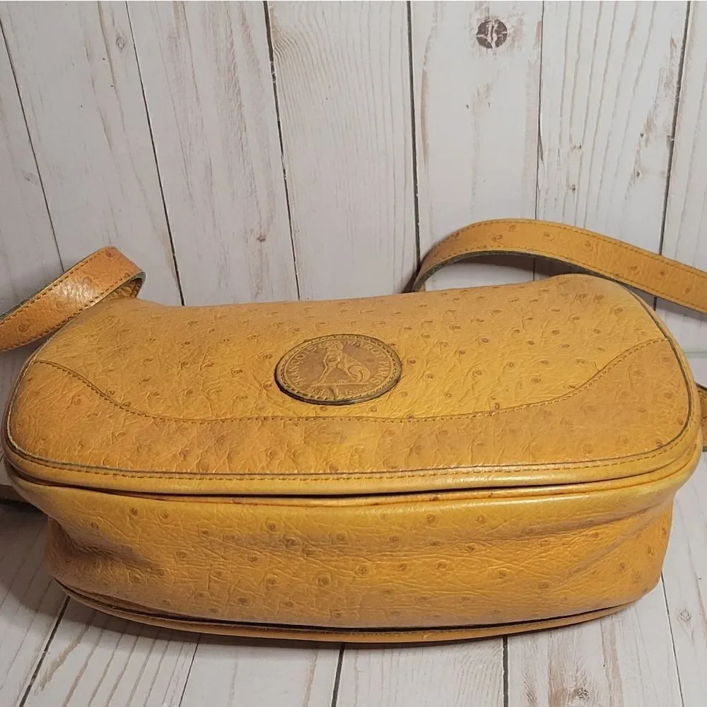 Francois Marot Paris Ostrich Leather Classic Flap Bag crossbody Vintage